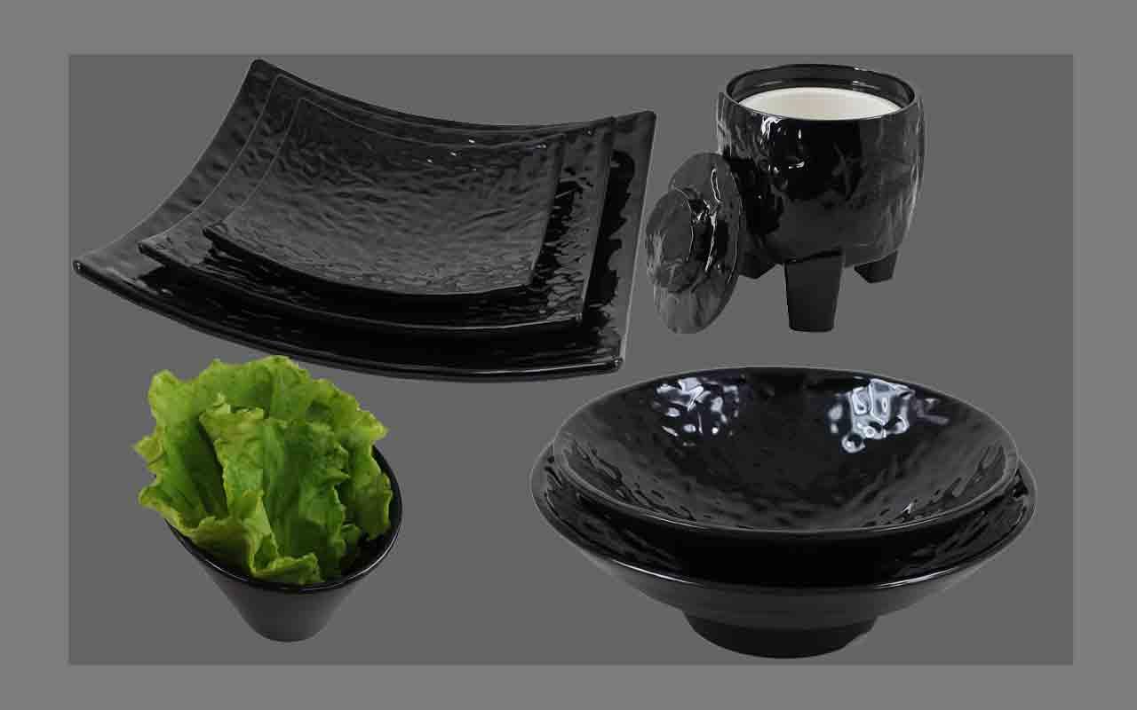 黑色雕刻餐具